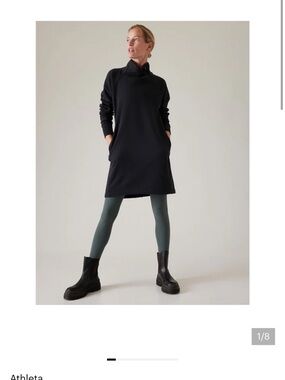Athleta Cozy Karma Long-Sleeve Funnel-Neck , 1/4 zip sweatshirt dress